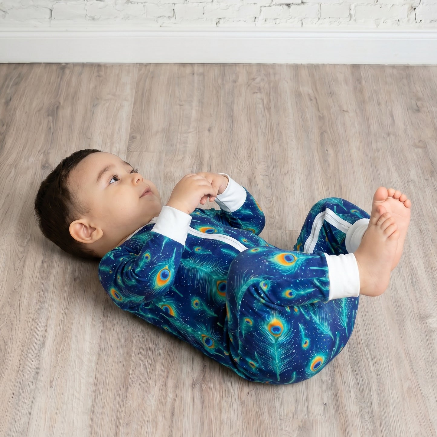 Bamboe Baby Boxpakje - Blauw met Pauwenveren