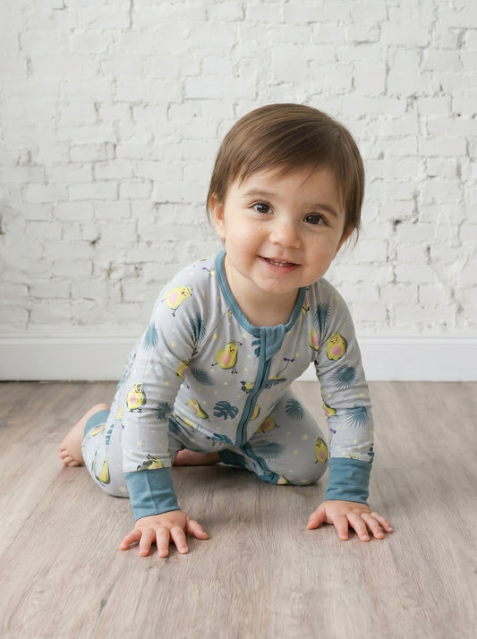 Bamboe Baby Boxpakje - Tweewegritssluiting en Ingebouwde Wantjes & Sokjes - Beige/Groen met Avocado's - Kraamcadeau - Jongens en Meisjes Romper