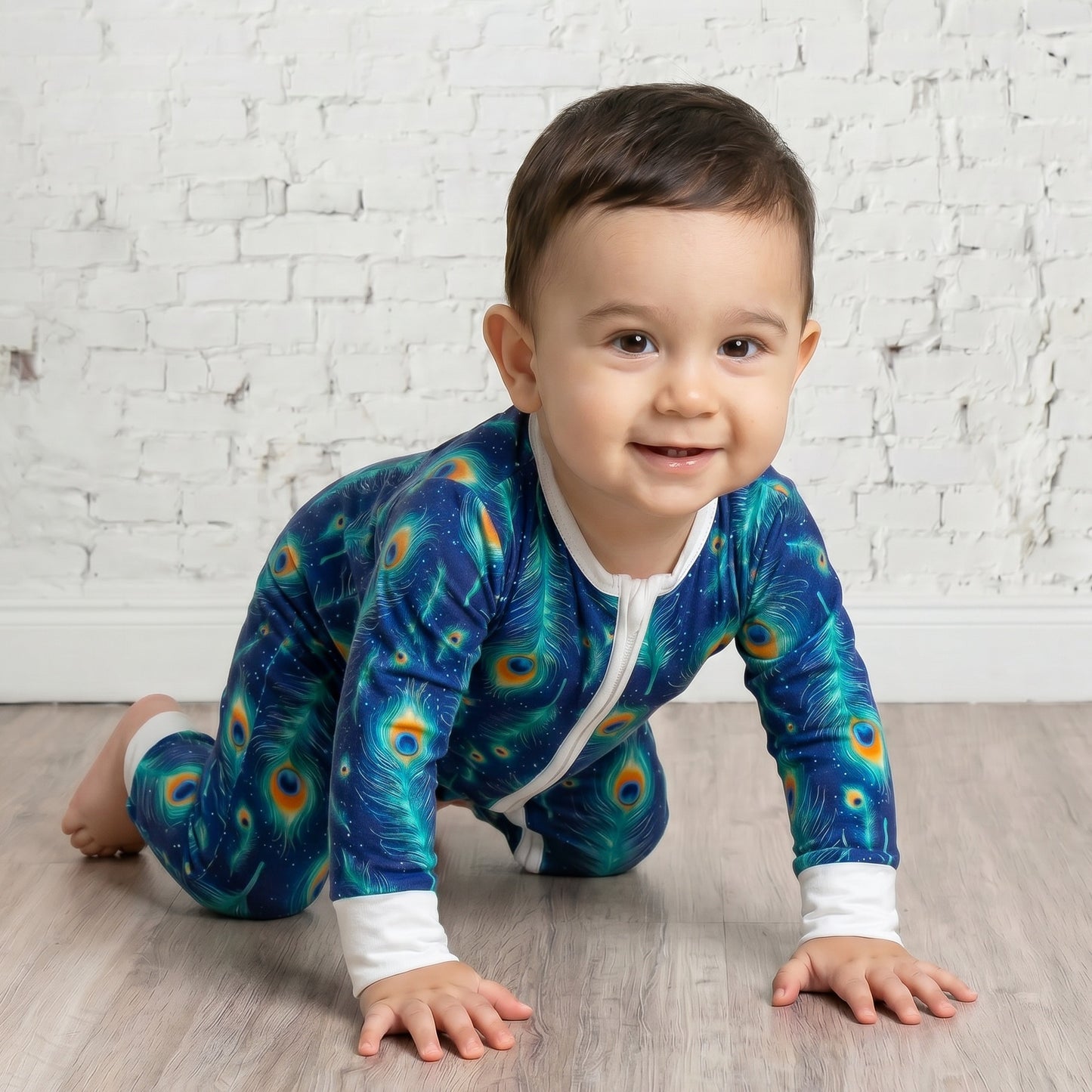 Bamboe Baby Boxpakje - Blauw met Pauwenveren