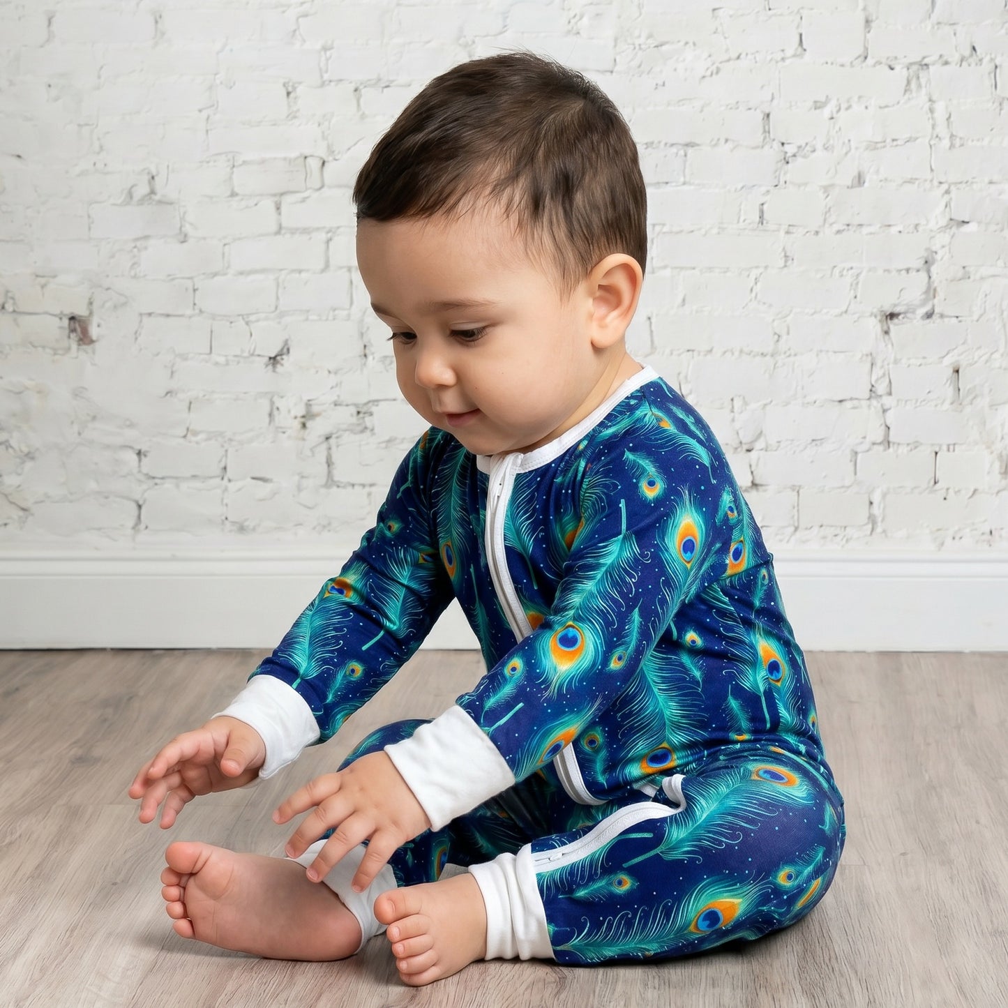 Bamboe Baby Boxpakje - Blauw met Pauwenveren