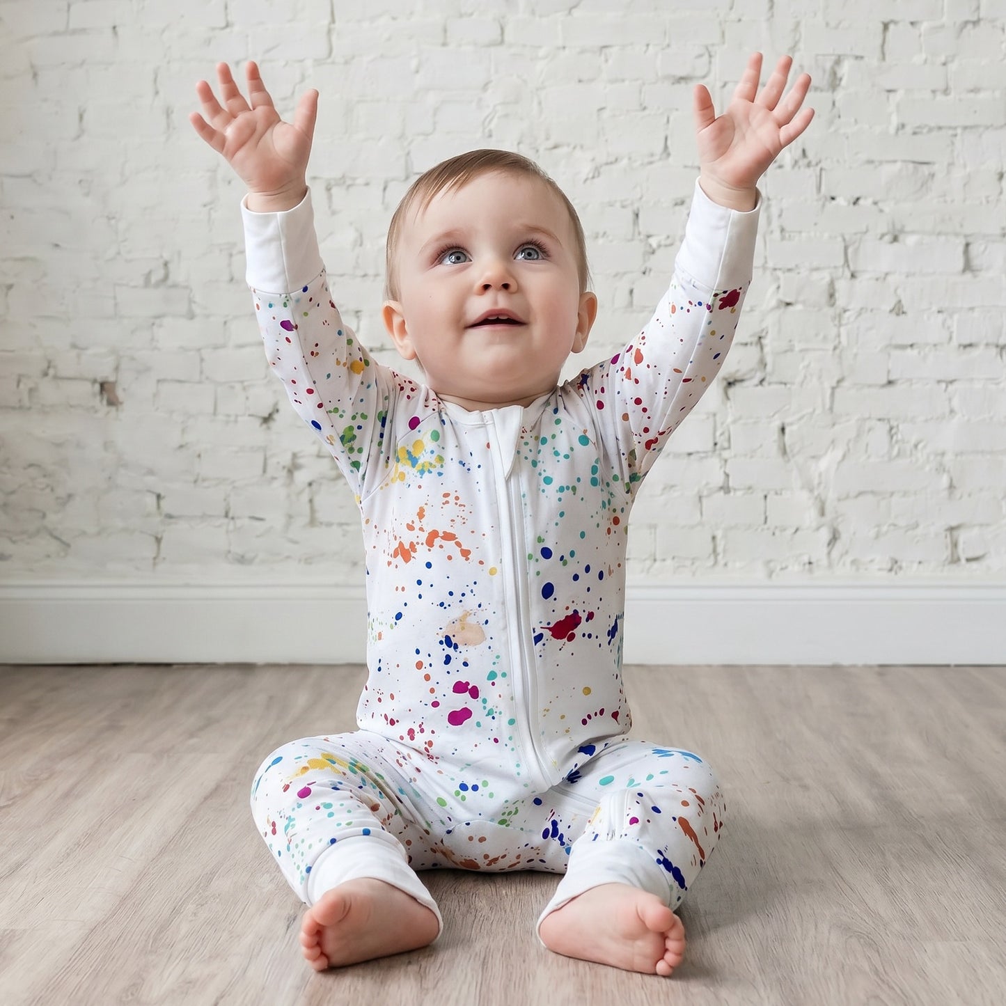 Bamboe Baby Boxpakje - Wit met Verfspatten